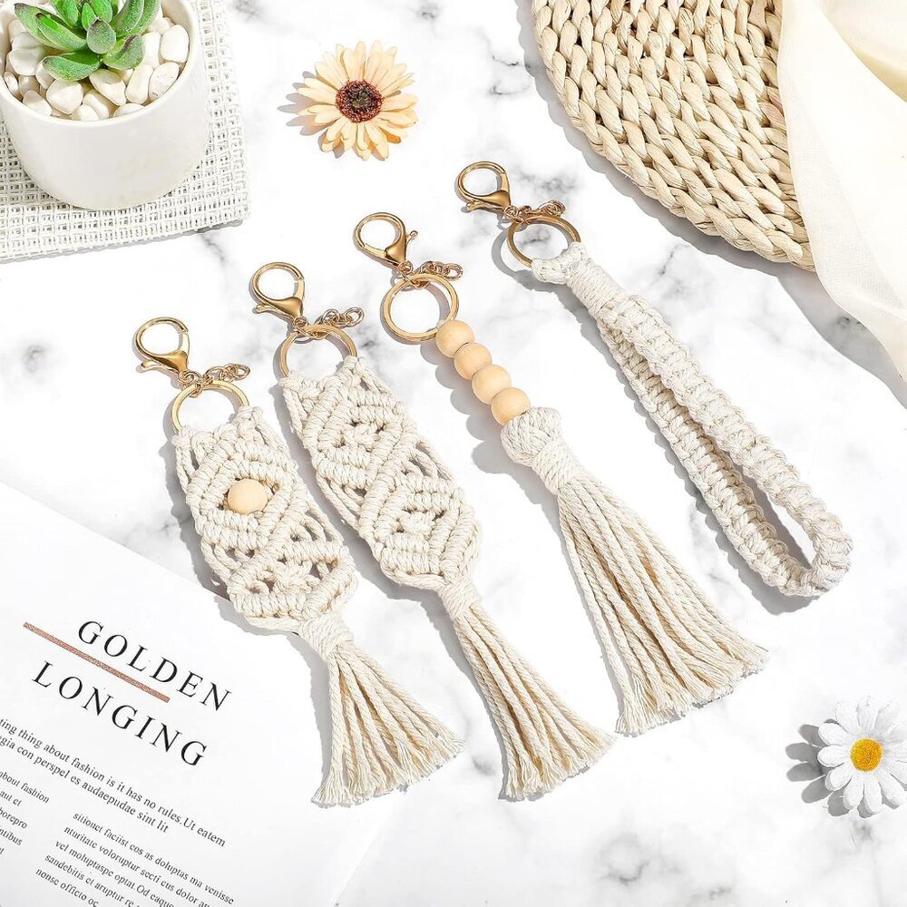 Macrame Boho Keychains Bulk Handcrafted Aesthetic… - image 5